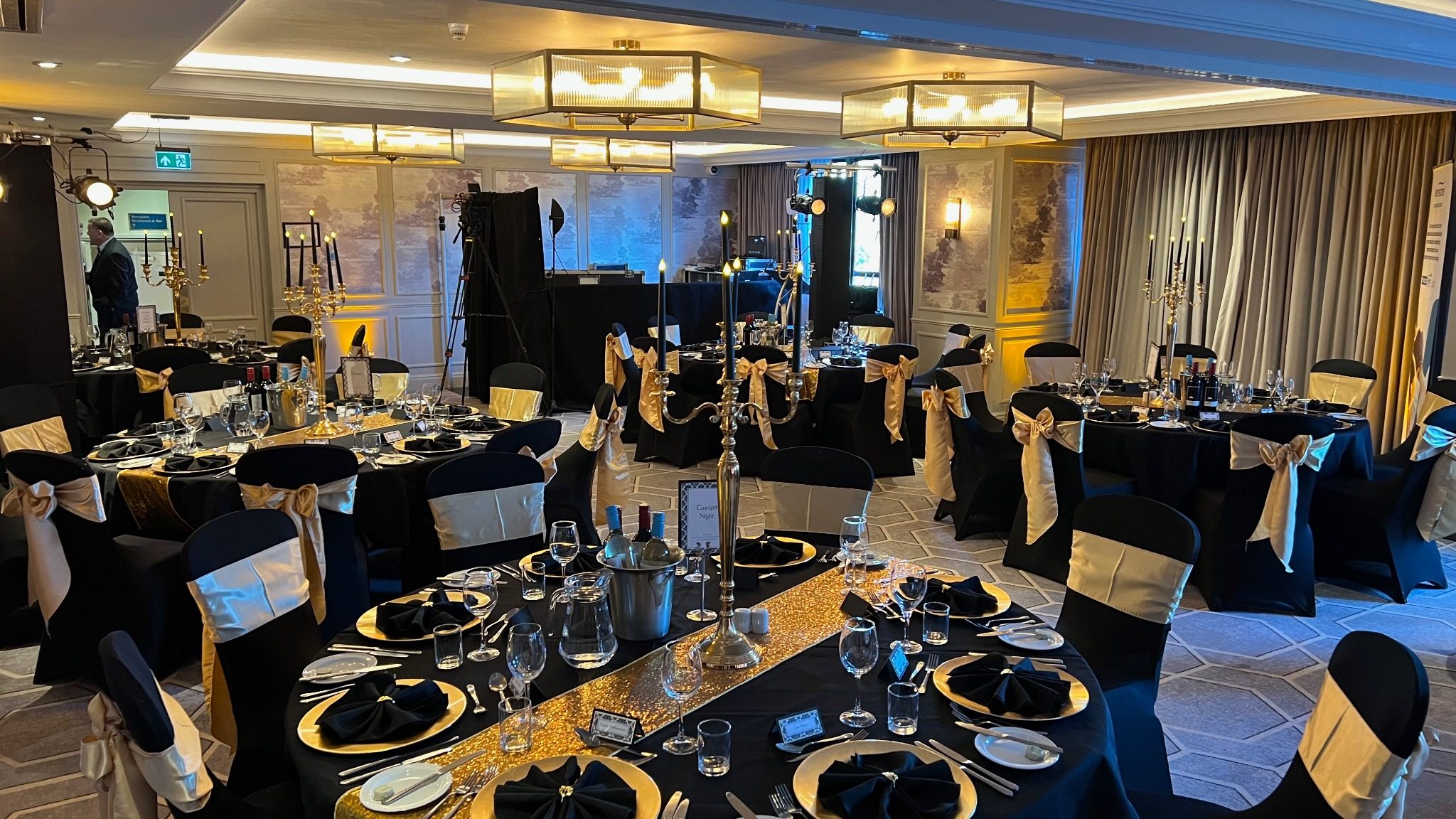Gala dinner room viewed from the opposite end
