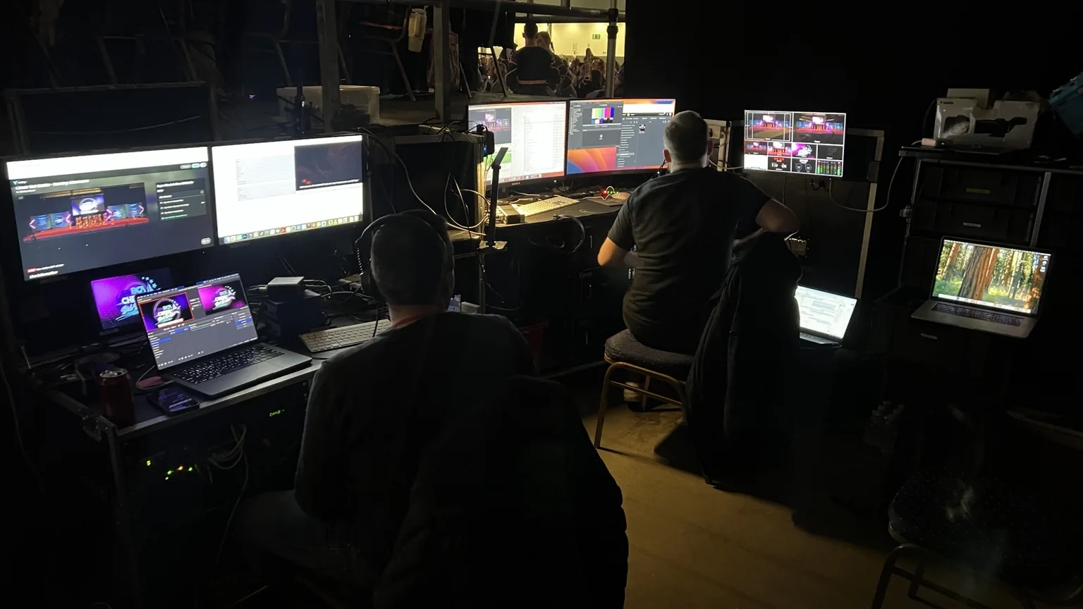 UKSS Live team operating a multi-discipline production control area