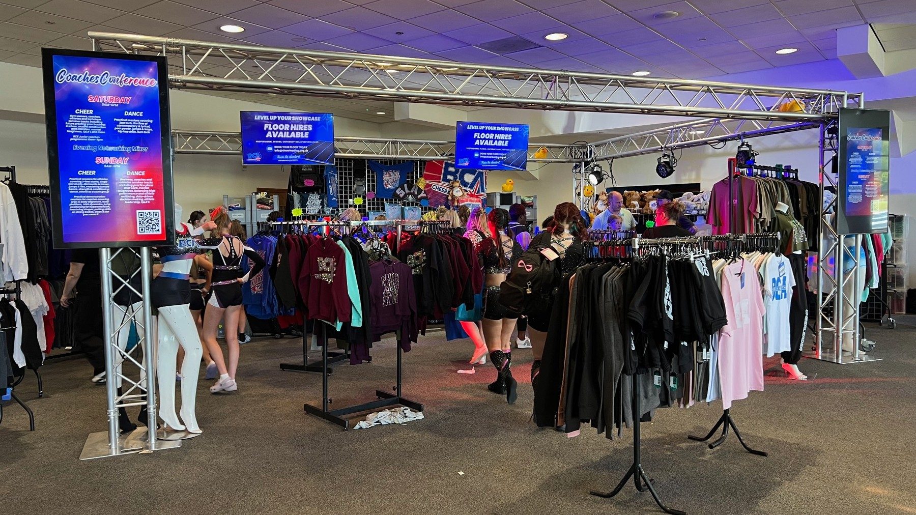 Retail and exhibition installation with portrait and landscape display screens
